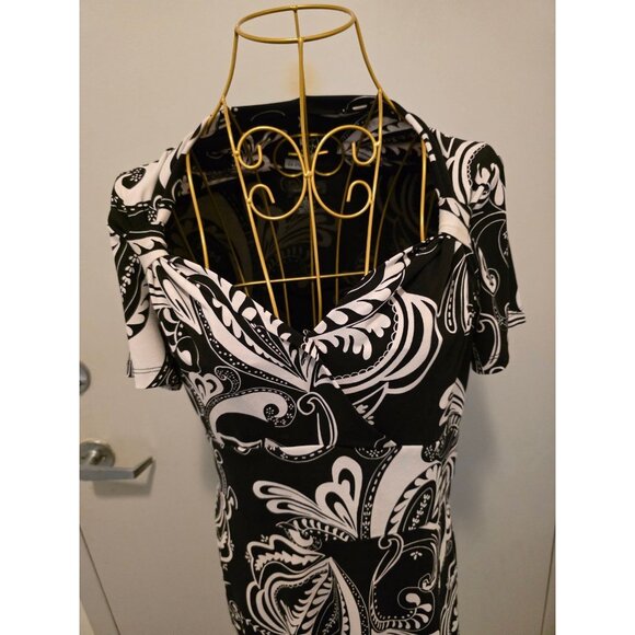 Spense Black White Women's Dress Size 6 Polyester Spandex - Picture 2 of 16
